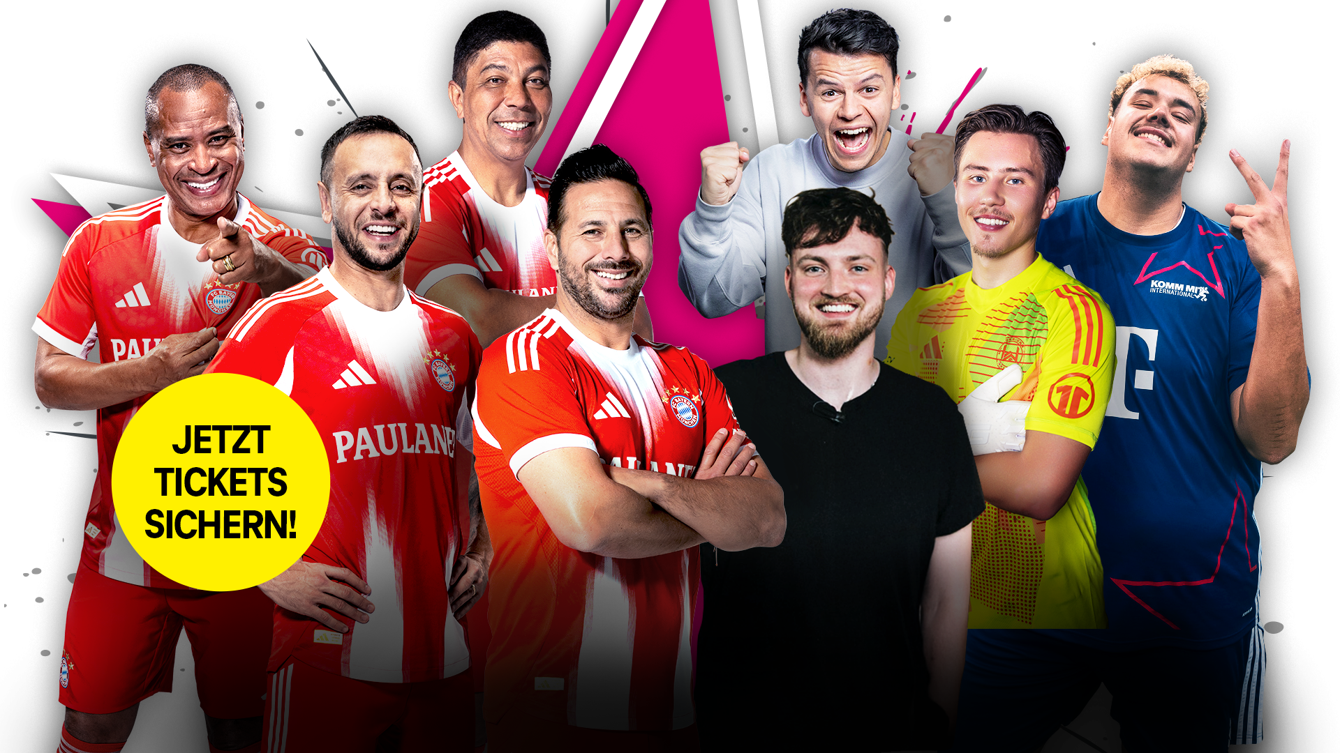 Werbemotiv mit verschiedenen Teilnehmern des Telekom Starkicks.